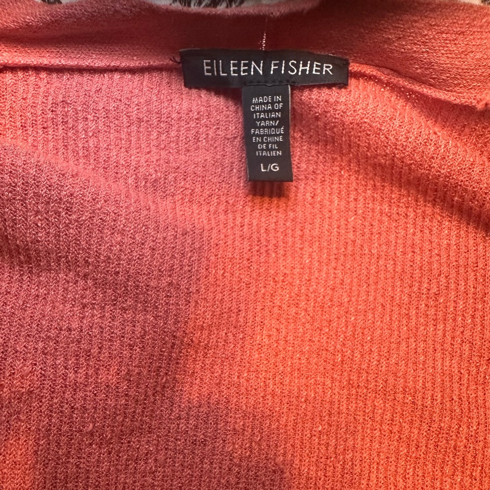 Eileen Fisher Soft Ribbed Coral Cardigan With Big Pockets Size Large - Picture 6 of 7